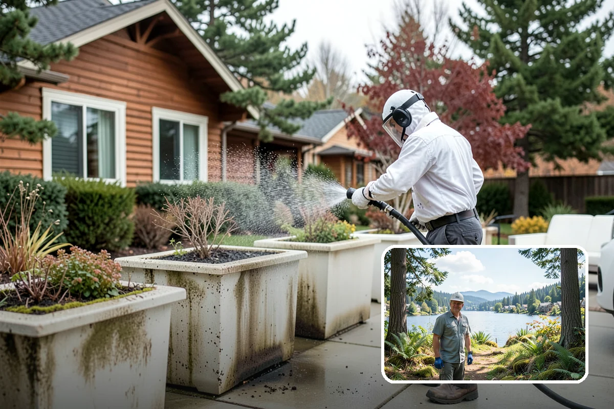 Composite Deck Cleaning in Milton, King County, WA - Clears mold and algae from textured grain