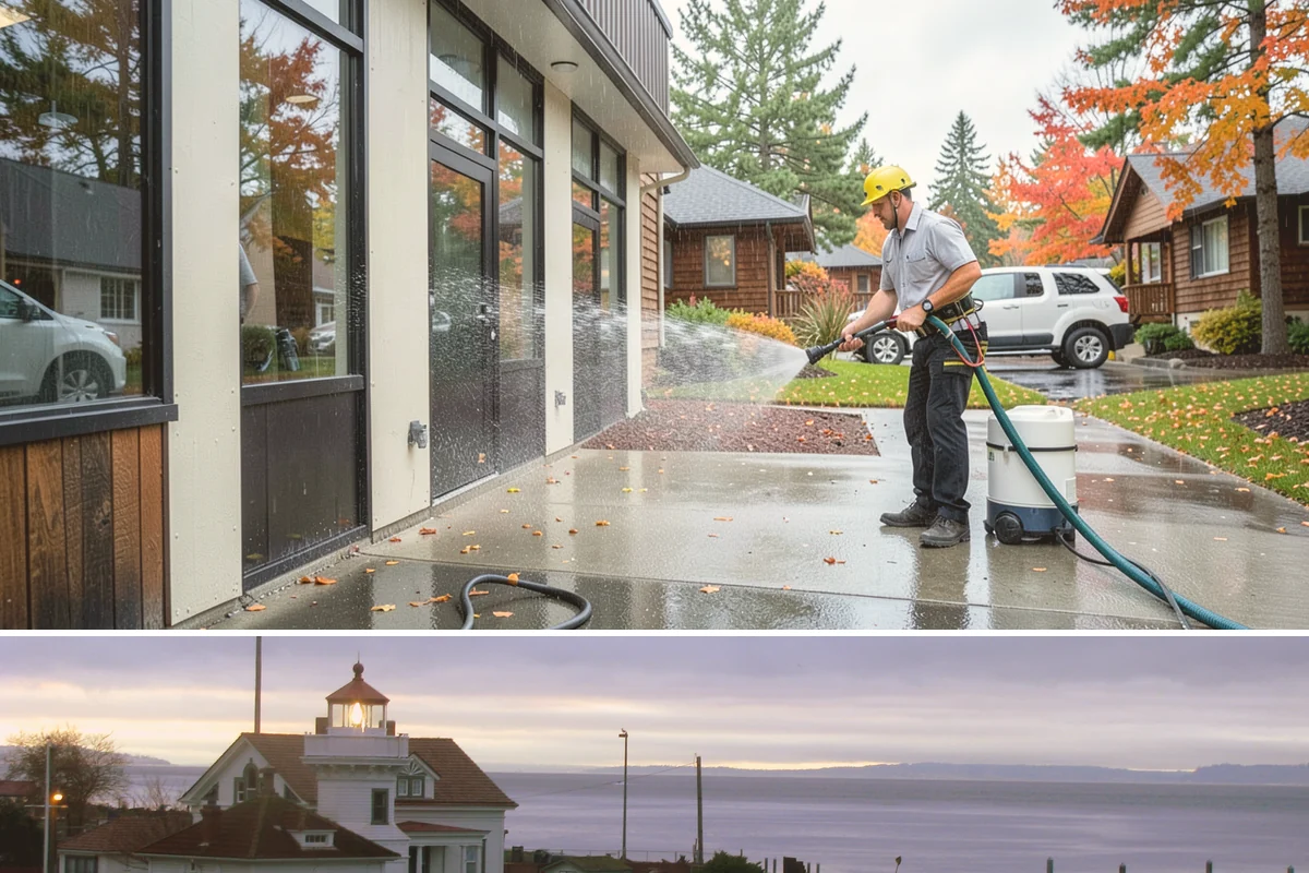 Composite Deck Cleaning in Mukilteo, Snohomish County, WA - Composite decks can be cleaned spring through fall, ideally before summer entertaining.