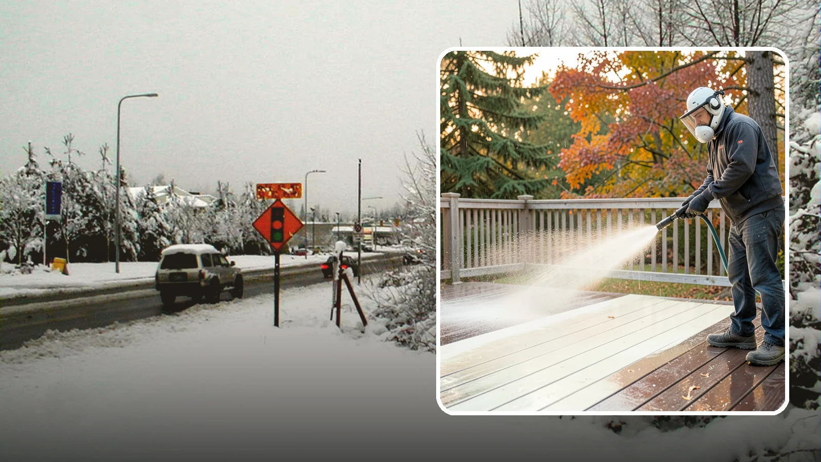 Composite Deck Cleaning in Newcastle, King County, WA - Clean composite decking to clear the mold and algae that even Trex-style boards grow in the Northwest.
