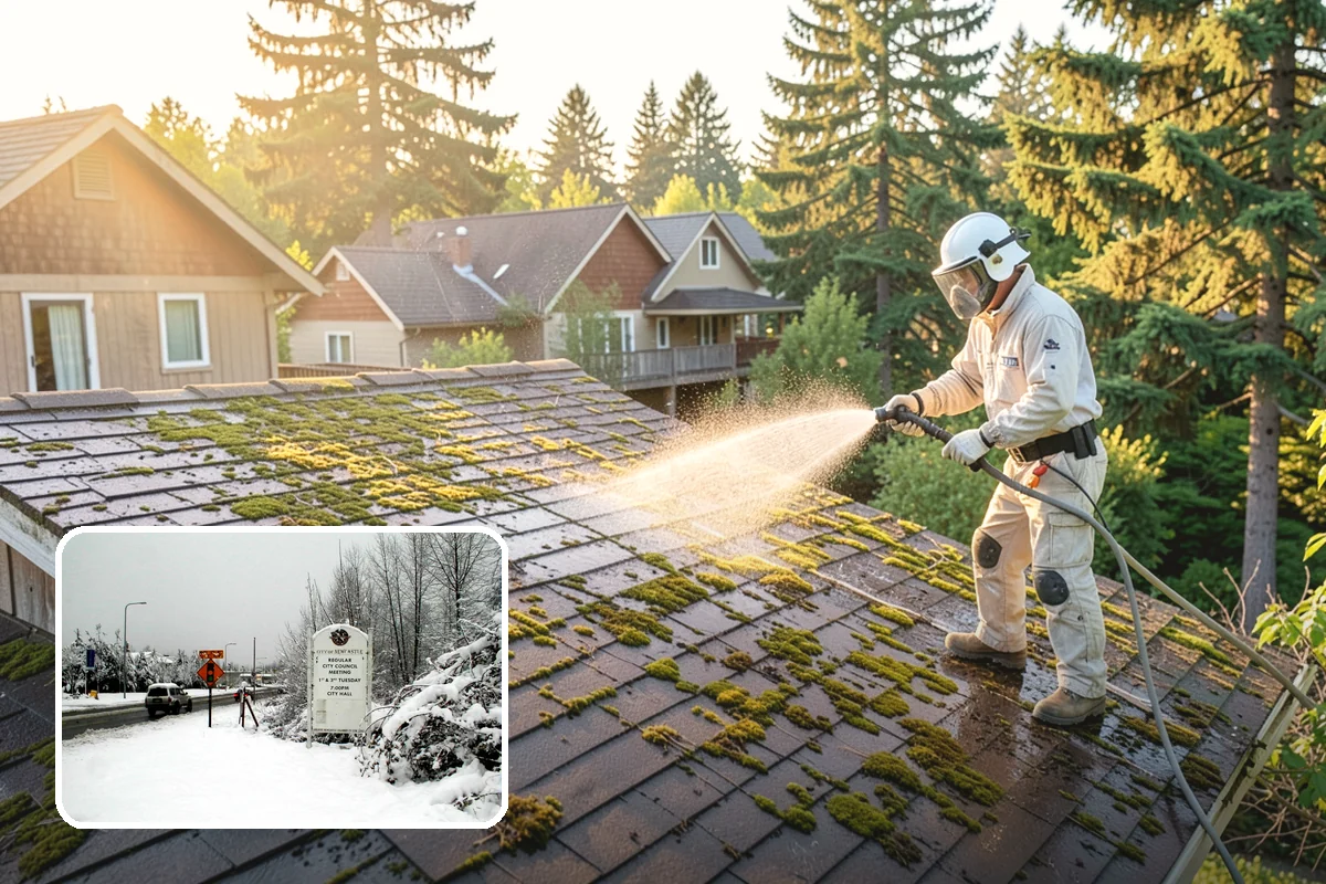 Composite Deck Cleaning in Newcastle, King County, WA - Clears mold and algae from textured grain