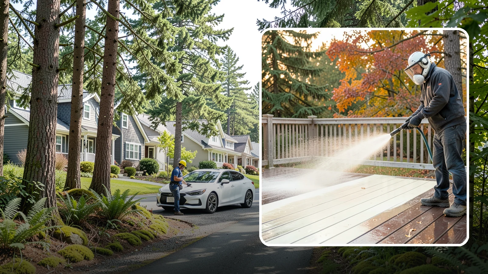 Composite Deck Cleaning in Normandy Park, King County, WA - Clean composite decking to clear the mold and algae that even Trex-style boards grow in the Northwest.