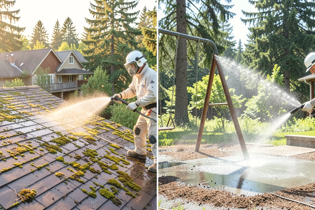 Composite Deck Cleaning in North Bend, King County, WA - Clear the deck and rinse loose debris