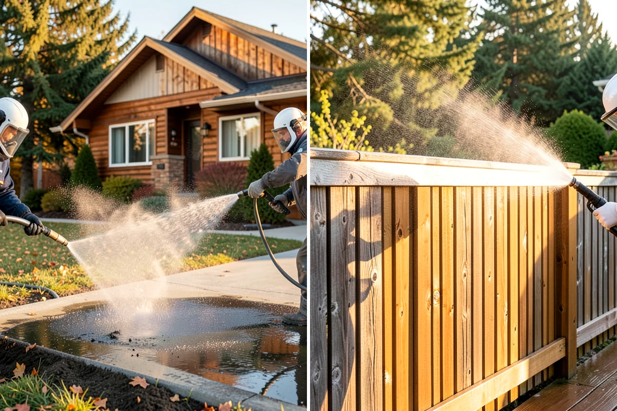 Composite Deck Cleaning in Puyallup, Pierce County, WA - Clear the deck and rinse loose debris