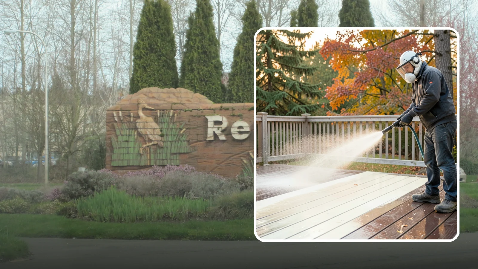 Composite Deck Cleaning in Renton, King County, WA - Clean composite decking to clear the mold and algae that even Trex-style boards grow in the Northwest.