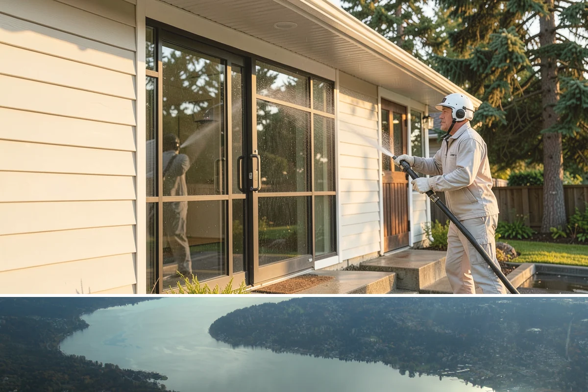 Composite Deck Cleaning in Sammamish, King County, WA - Composite decks can be cleaned spring through fall, ideally before summer entertaining.