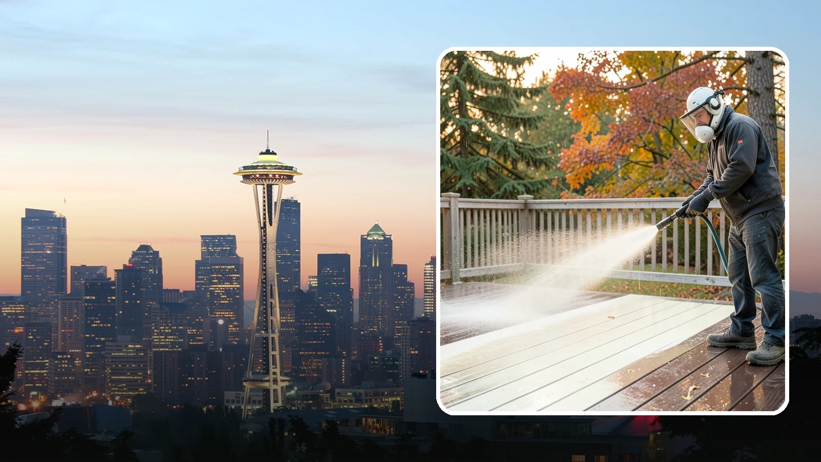Composite Deck Cleaning in Seattle, King County, WA - Clean composite decking to clear the mold and algae that even Trex-style boards grow in the Northwest.