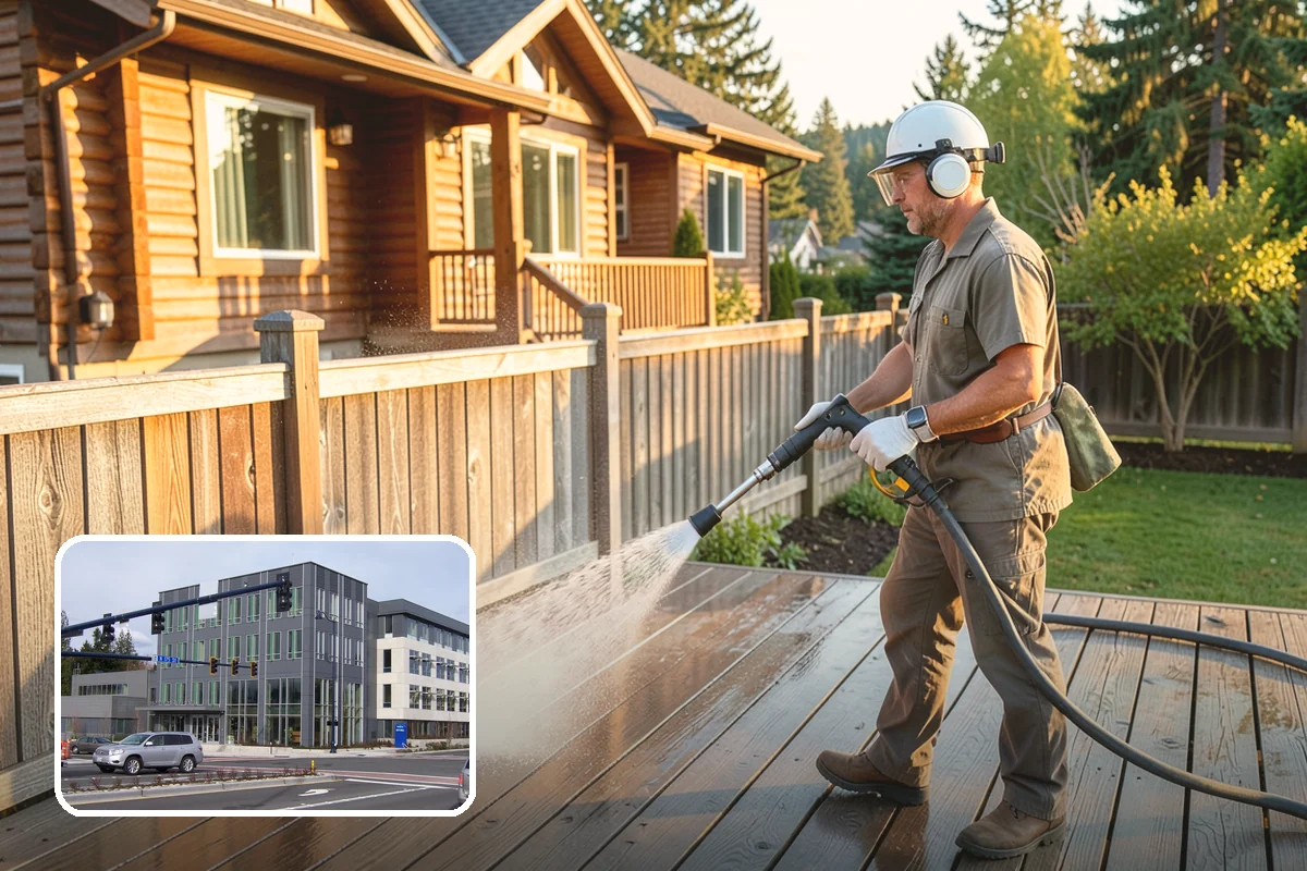 Composite Deck Cleaning in Shoreline, King County, WA - Clears mold and algae from textured grain