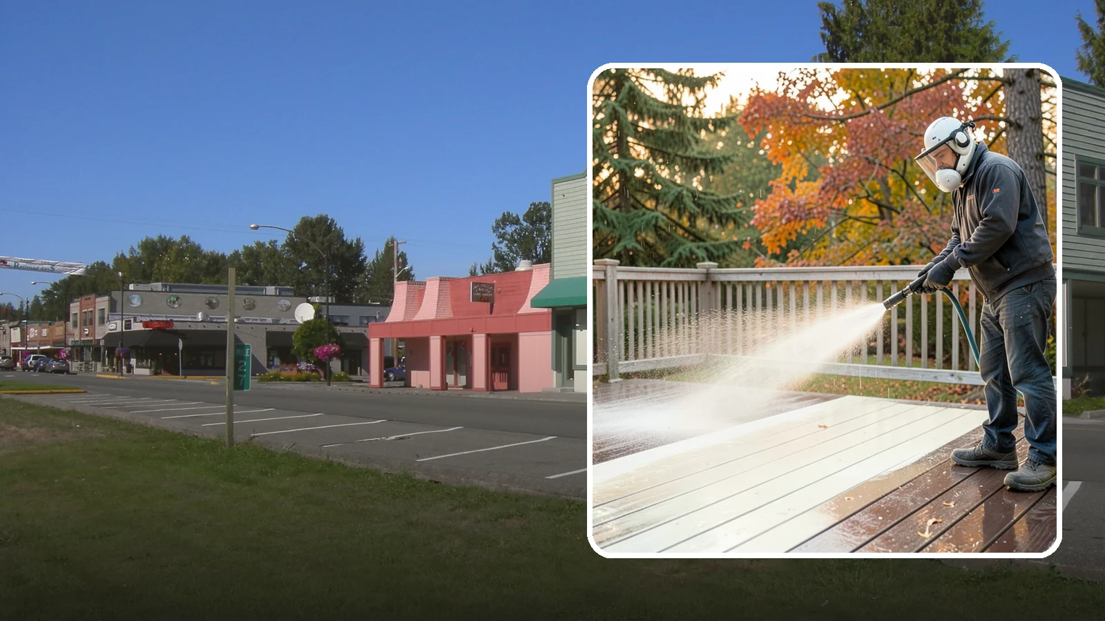 Composite Deck Cleaning in Snoqualmie, King County, WA - Clean composite decking to clear the mold and algae that even Trex-style boards grow in the Northwest.