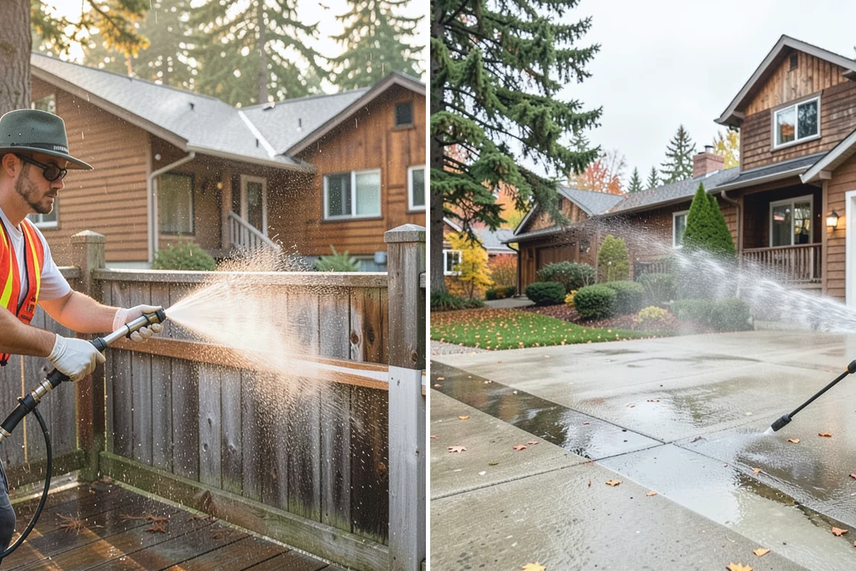Composite Deck Cleaning in South Prairie, Pierce County, WA - Clear the deck and rinse loose debris