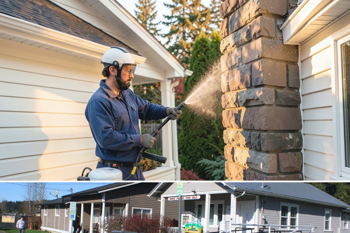 Composite Deck Cleaning in South Prairie, Pierce County, WA - Composite decks can be cleaned spring through fall, ideally before summer entertaining.