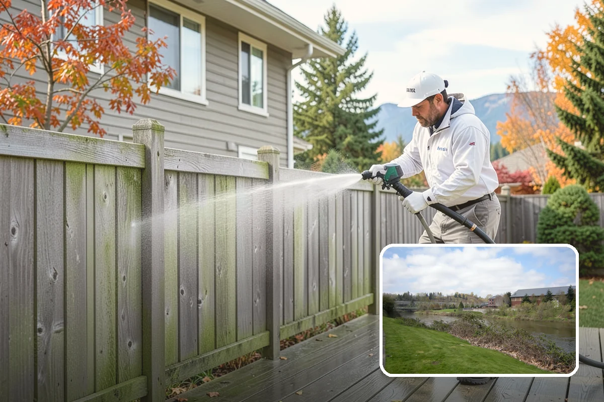 Composite Deck Cleaning in Tukwila, King County, WA - Clears mold and algae from textured grain