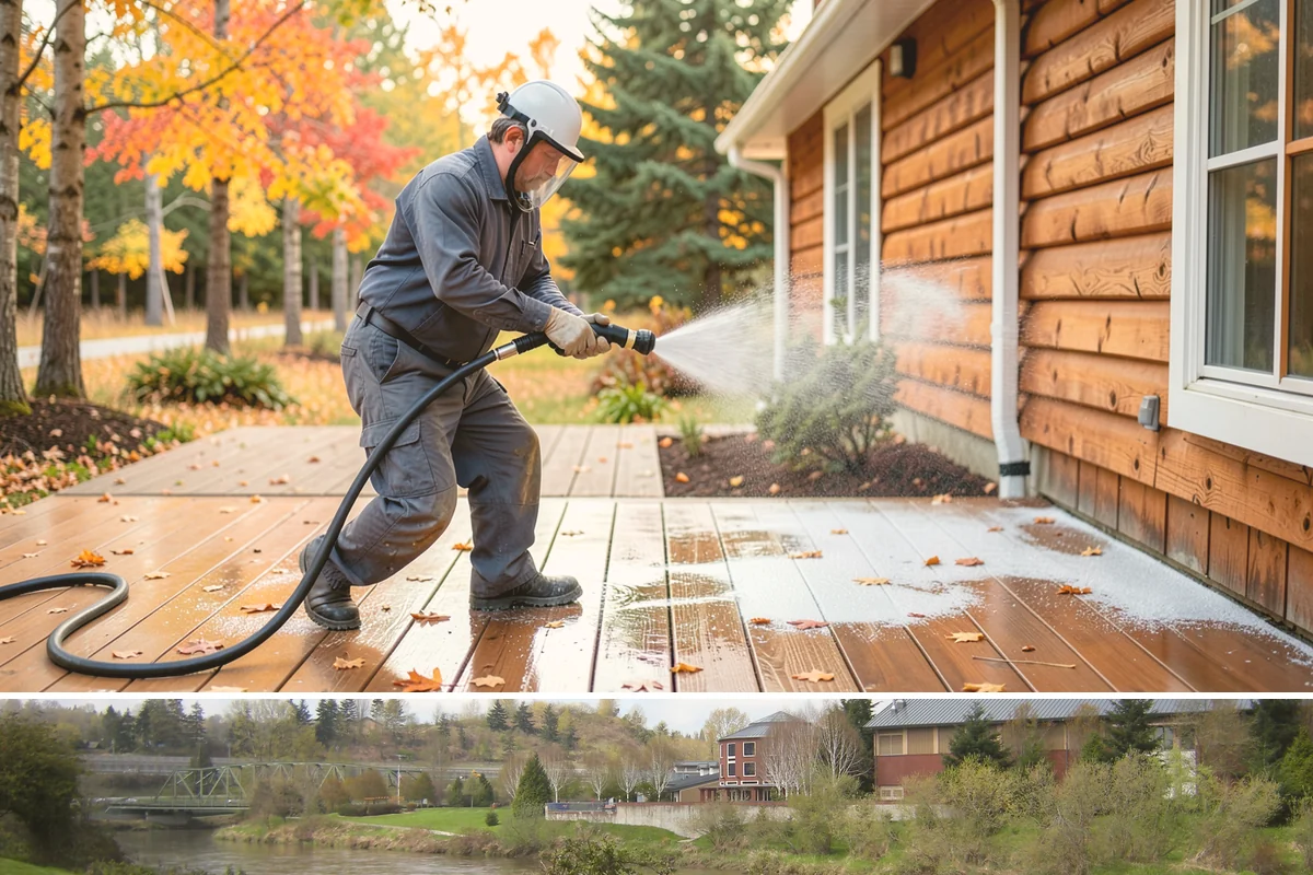 Composite Deck Cleaning in Tukwila, King County, WA - Composite decks can be cleaned spring through fall, ideally before summer entertaining.