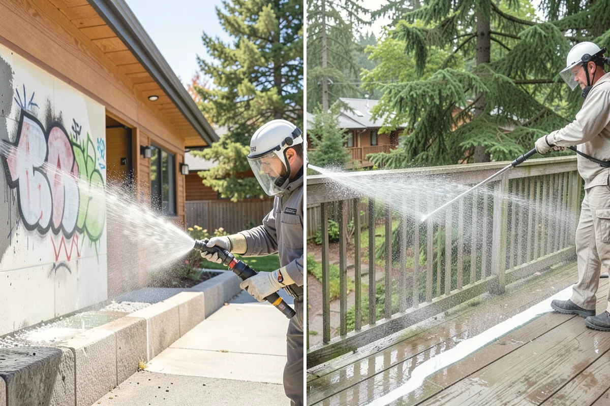 Composite Deck Cleaning in University Place, Pierce County, WA - Clear the deck and rinse loose debris