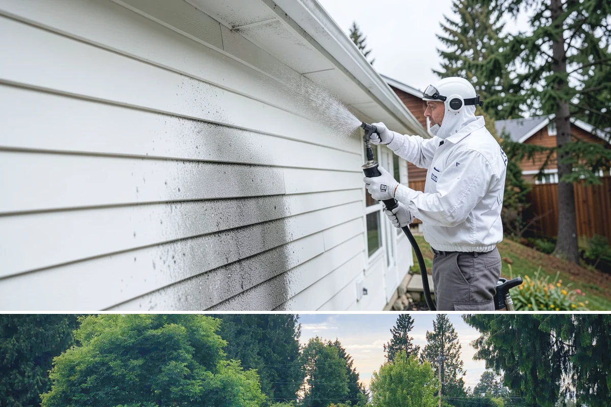 Composite Fence Cleaning in Bonney Lake, Pierce County, WA - Clean composite in late spring or summer so shaded panels dry before the mildew has a chance to reestablish.