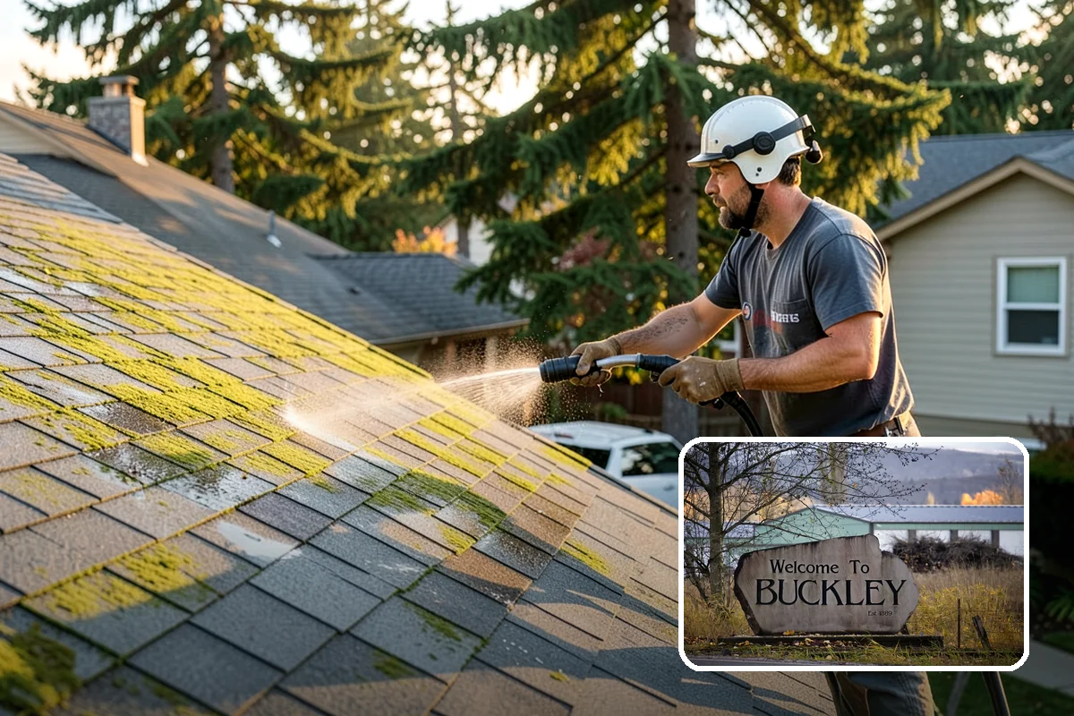 Composite Fence Cleaning in Buckley, Pierce County, WA - Removes mildew that settles into the composite grain texture