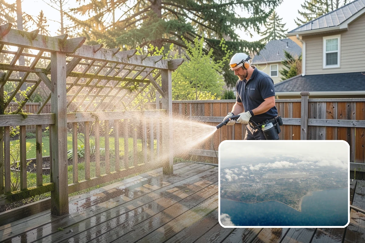 Composite Fence Cleaning in Burien, King County, WA - Removes mildew that settles into the composite grain texture