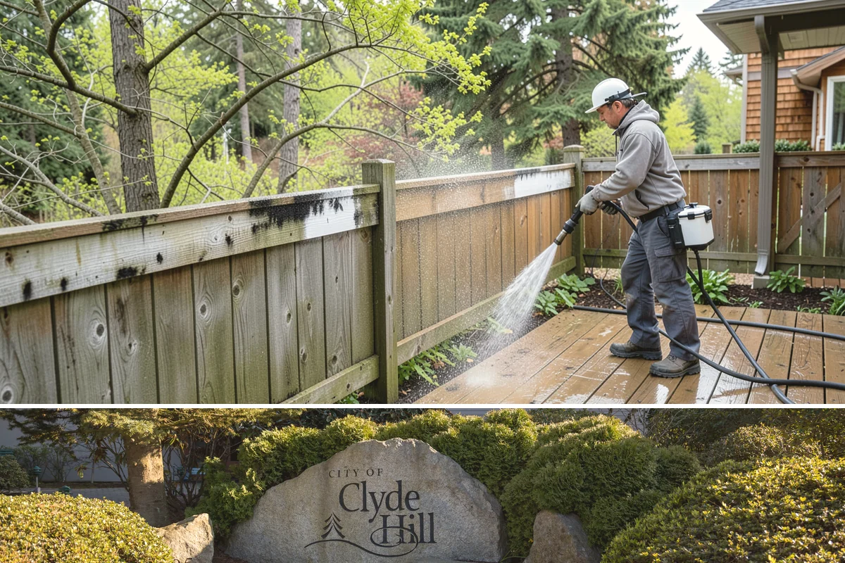Composite Fence Cleaning in Clyde Hill, King County, WA - Clean composite in late spring or summer so shaded panels dry before the mildew has a chance to reestablish.