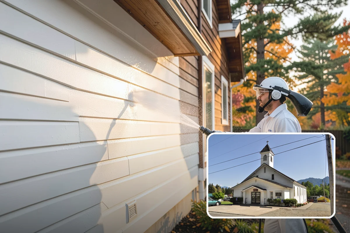 Composite Fence Cleaning in Concrete, Skagit County, WA - Removes mildew that settles into the composite grain texture