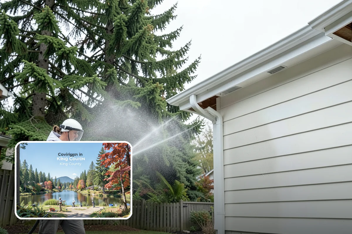 Composite Fence Cleaning in Covington, King County, WA - Removes mildew that settles into the composite grain texture