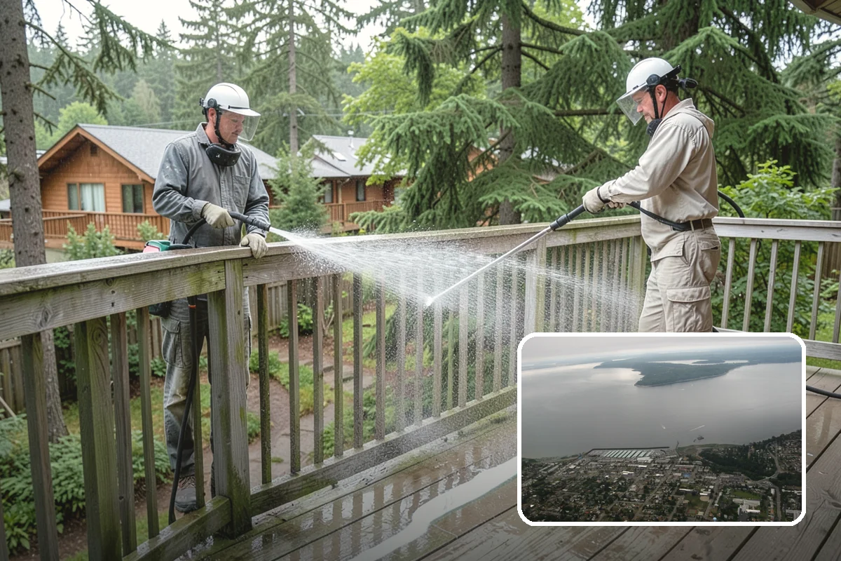 Composite Fence Cleaning in Des Moines, King County, WA - Removes mildew that settles into the composite grain texture