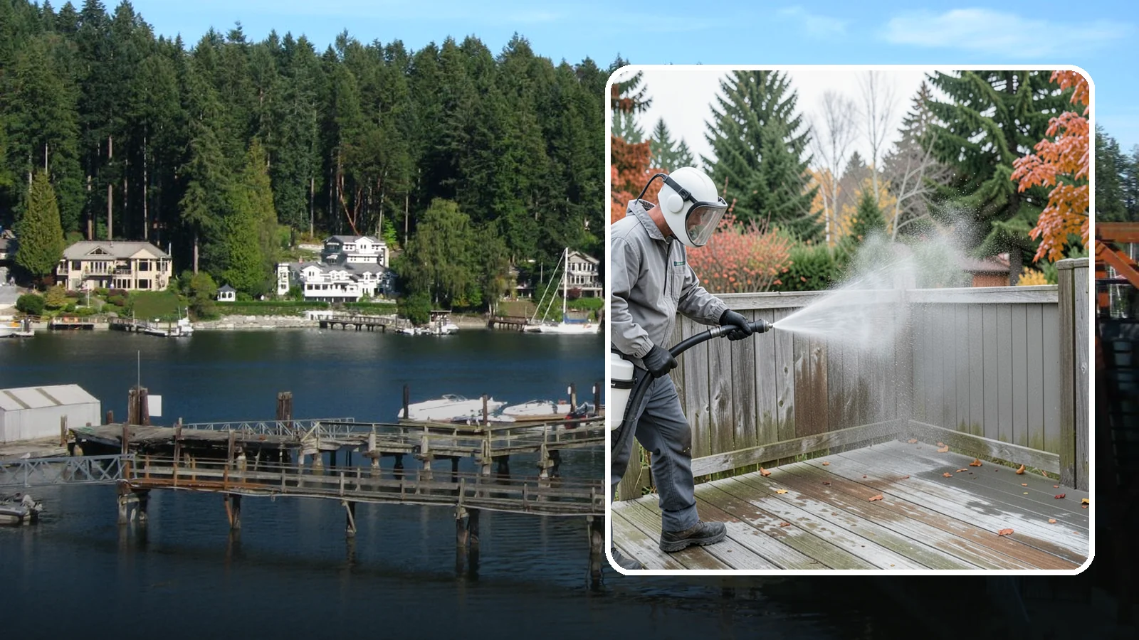Composite Fence Cleaning in Gig Harbor, Pierce County, WA - Manufacturer-safe cleaning that clears mildew from composite fencing without voiding the finish or warranty.