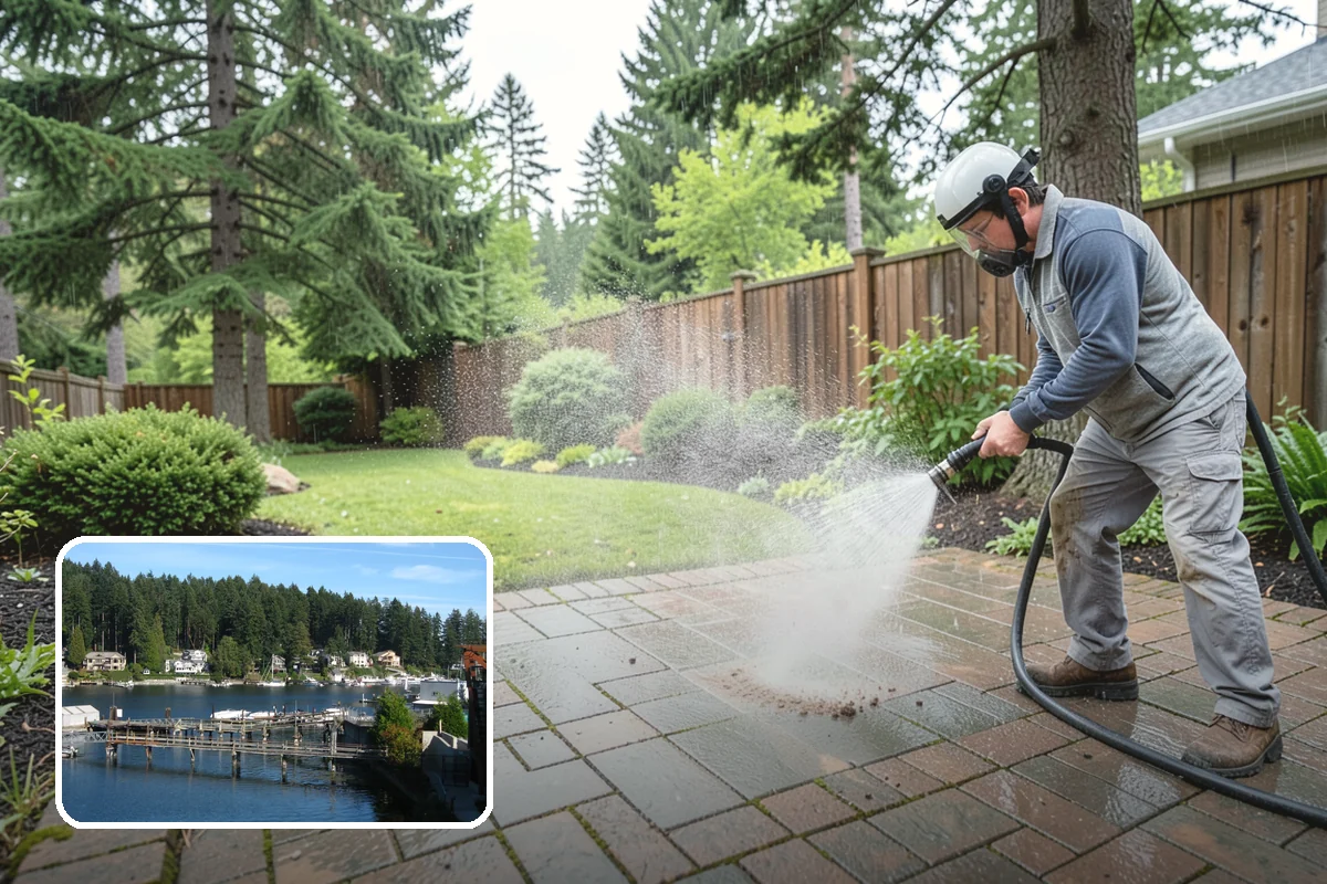 Composite Fence Cleaning in Gig Harbor, Pierce County, WA - Removes mildew that settles into the composite grain texture