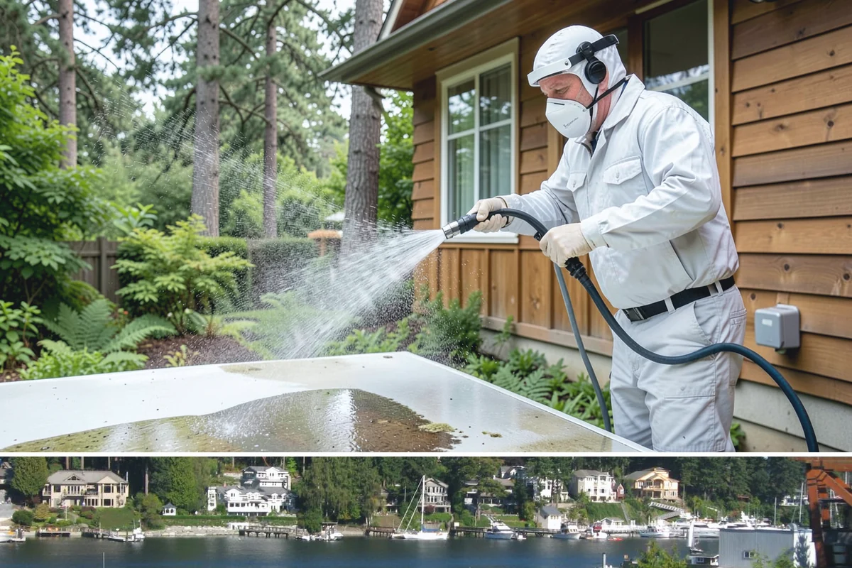 Composite Fence Cleaning in Gig Harbor, Pierce County, WA - Clean composite in late spring or summer so shaded panels dry before the mildew has a chance to reestablish.