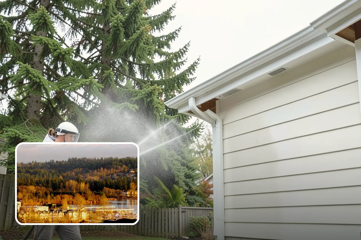 Composite Fence Cleaning in Kenmore, King County, WA - Removes mildew that settles into the composite grain texture