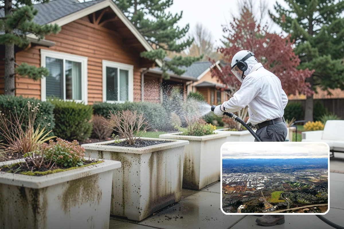 Composite Fence Cleaning in Kent, King County, WA - Removes mildew that settles into the composite grain texture