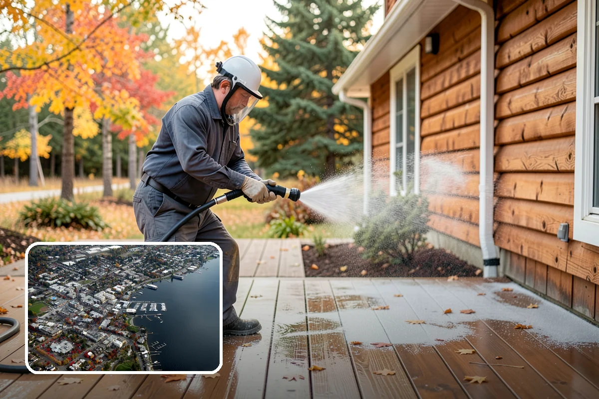 Composite Fence Cleaning in Kirkland, King County, WA - Removes mildew that settles into the composite grain texture