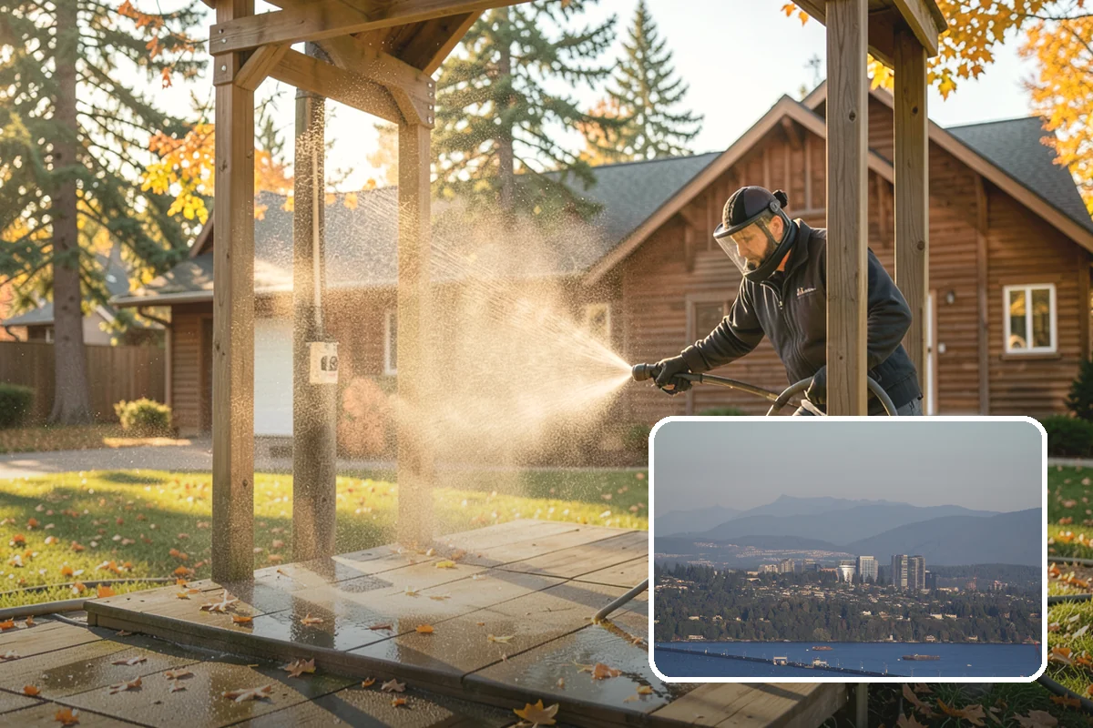 Composite Fence Cleaning in Medina, King County, WA - Removes mildew that settles into the composite grain texture