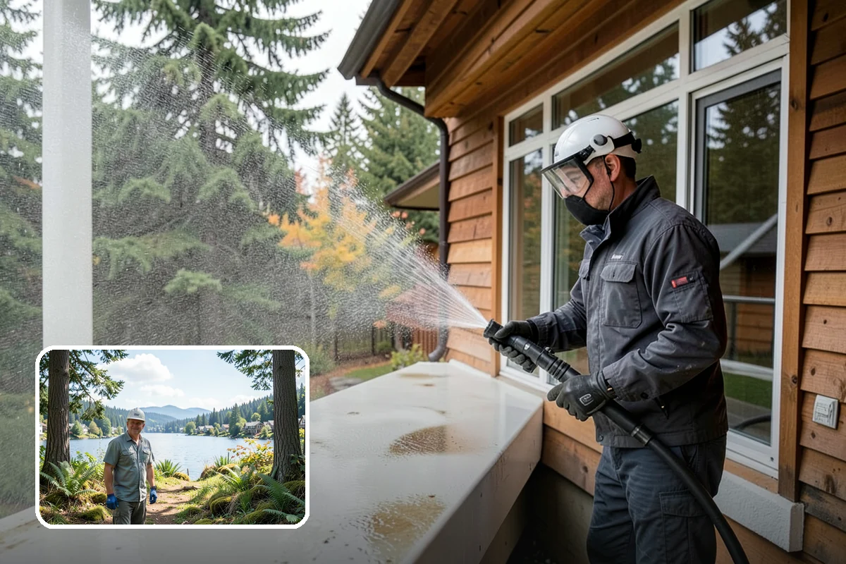 Composite Fence Cleaning in Milton, King County, WA - Removes mildew that settles into the composite grain texture