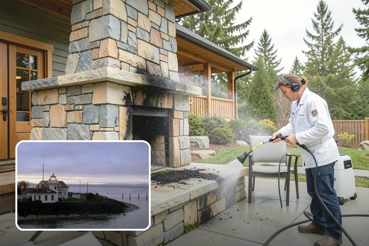 Composite Fence Cleaning in Mukilteo, Snohomish County, WA - Removes mildew that settles into the composite grain texture