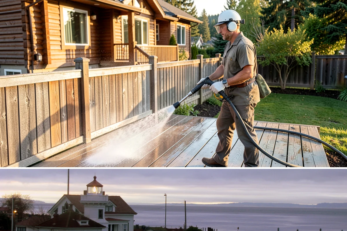 Composite Fence Cleaning in Mukilteo, Snohomish County, WA - Clean composite in late spring or summer so shaded panels dry before the mildew has a chance to reestablish.