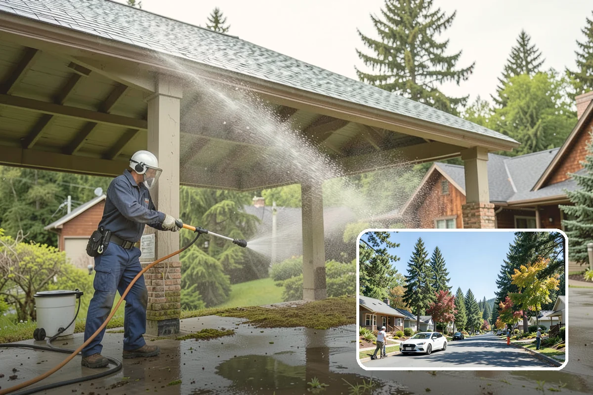 Composite Fence Cleaning in Orting, Pierce County, WA - Removes mildew that settles into the composite grain texture