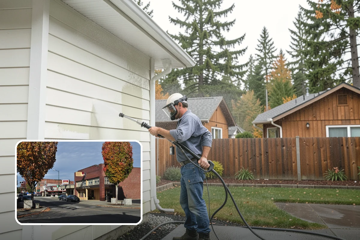 Composite Fence Cleaning in Puyallup, Pierce County, WA - Removes mildew that settles into the composite grain texture