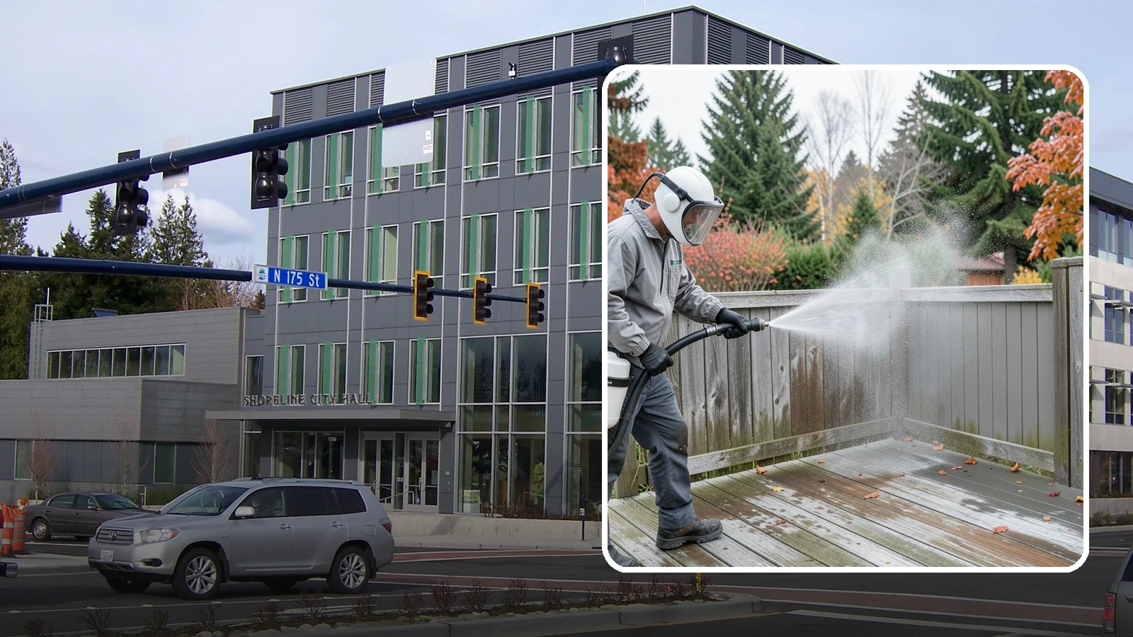 Composite Fence Cleaning in Shoreline, King County, WA - Manufacturer-safe cleaning that clears mildew from composite fencing without voiding the finish or warranty.