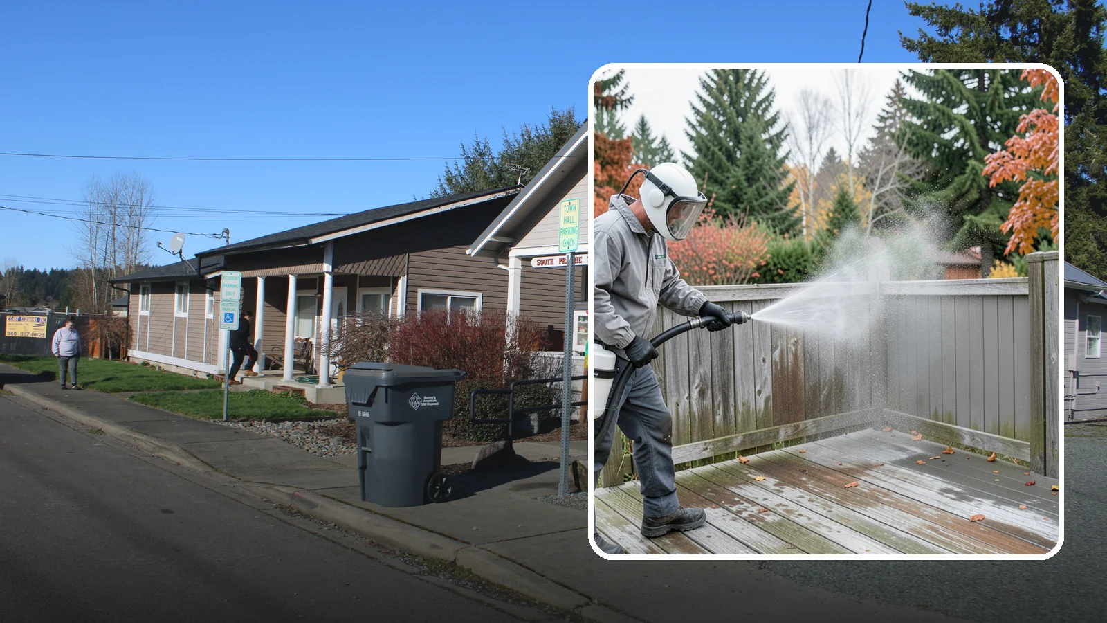 Composite Fence Cleaning in South Prairie, Pierce County, WA - Manufacturer-safe cleaning that clears mildew from composite fencing without voiding the finish or warranty.