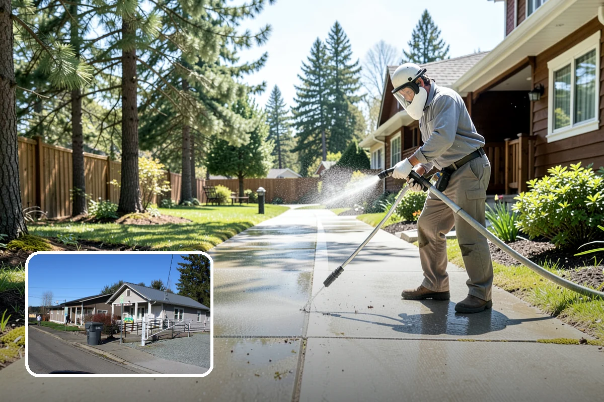 Composite Fence Cleaning in South Prairie, Pierce County, WA - Removes mildew that settles into the composite grain texture