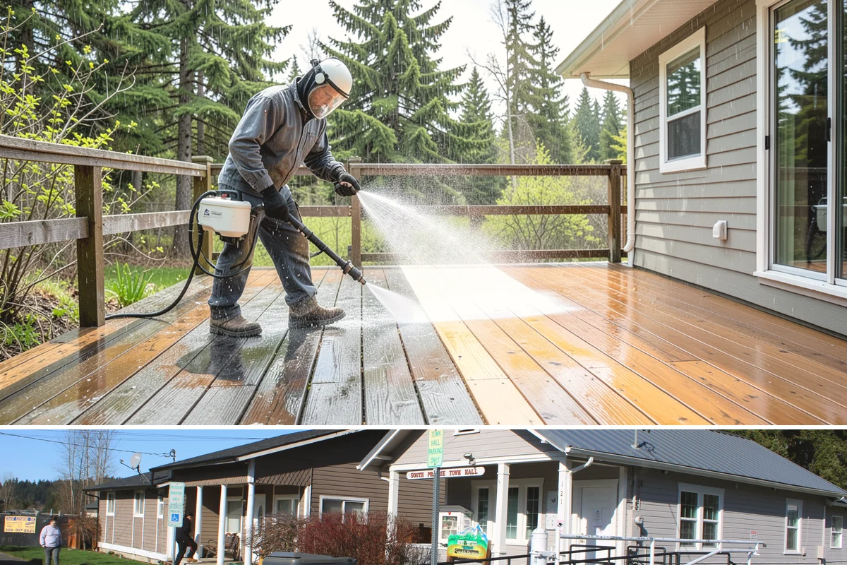 Composite Fence Cleaning in South Prairie, Pierce County, WA - Clean composite in late spring or summer so shaded panels dry before the mildew has a chance to reestablish.