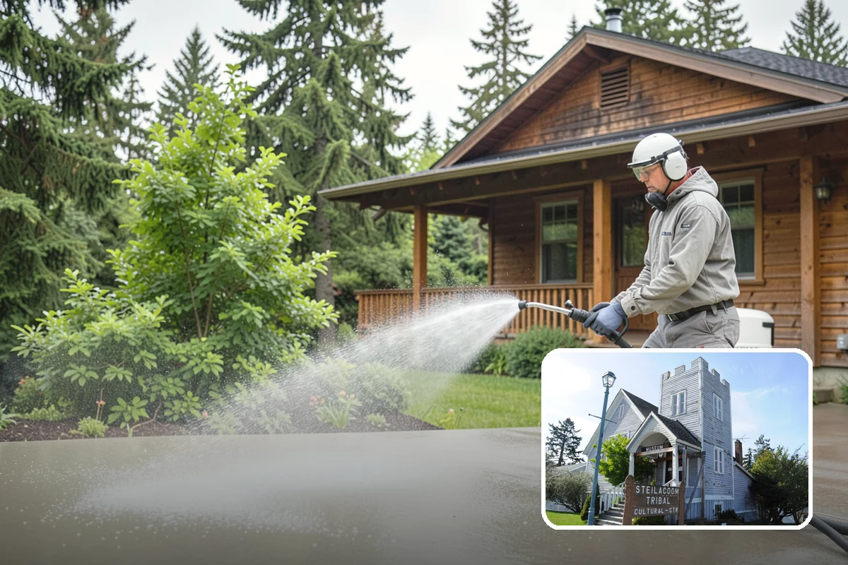 Composite Fence Cleaning in Steilacoom, Pierce County, WA - Removes mildew that settles into the composite grain texture