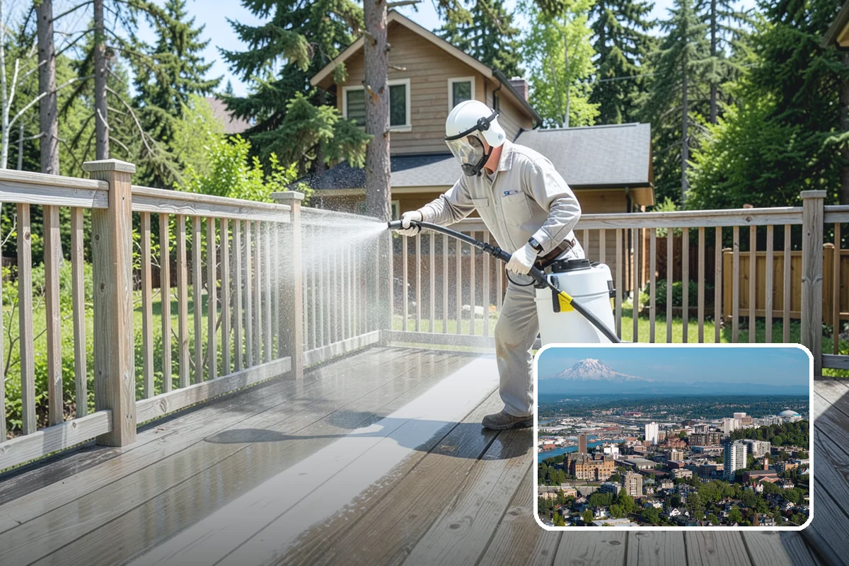 Composite Fence Cleaning in Tacoma, Pierce County, WA - Removes mildew that settles into the composite grain texture