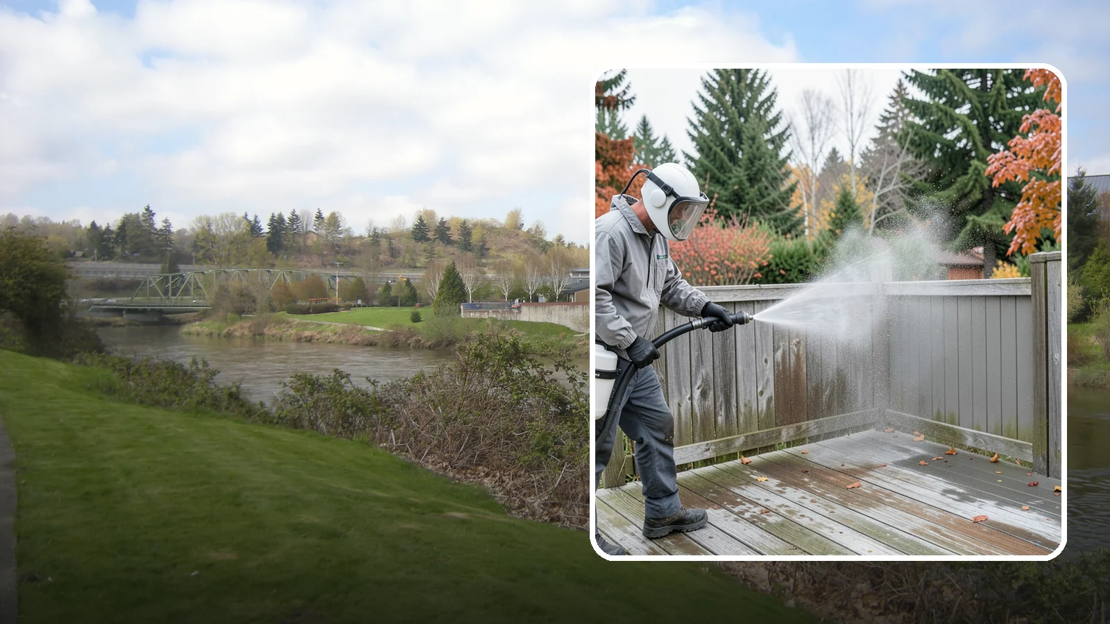 Composite Fence Cleaning in Tukwila, King County, WA - Manufacturer-safe cleaning that clears mildew from composite fencing without voiding the finish or warranty.