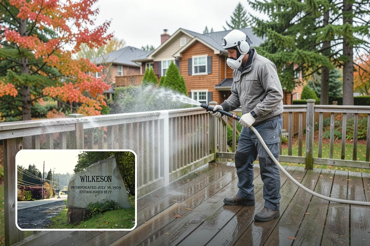 Composite Fence Cleaning in Wilkeson, Pierce County, WA - Removes mildew that settles into the composite grain texture