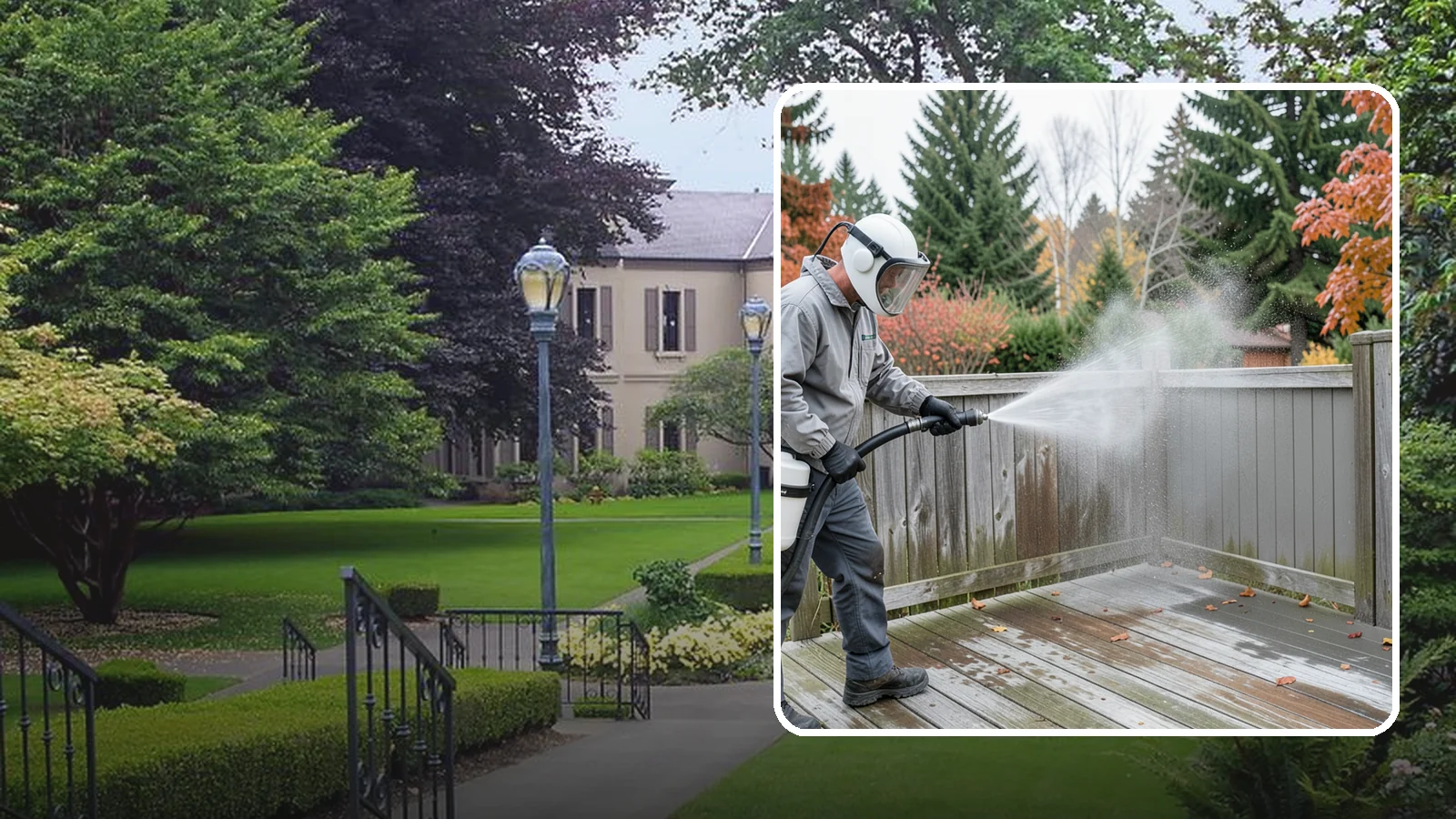 Composite Fence Cleaning in Woodinville, King County, WA - Manufacturer-safe cleaning that clears mildew from composite fencing without voiding the finish or warranty.