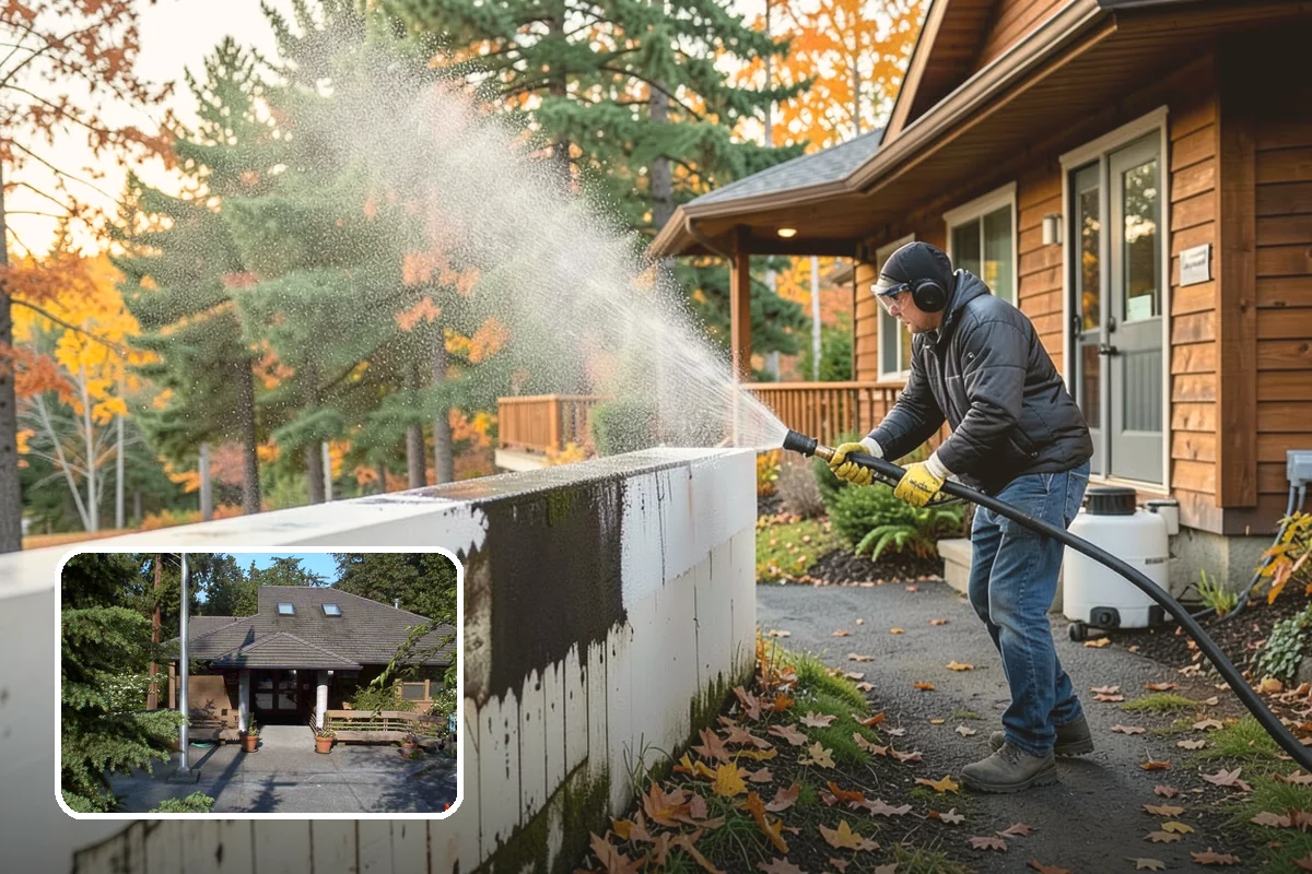 Composite Fence Cleaning in Yarrow Point, King County, WA - Removes mildew that settles into the composite grain texture