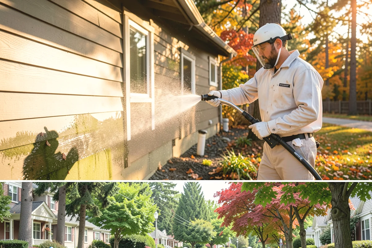 Composite Material Cleaning in Beaux Arts Village, King County, WA - Clean composite surfaces in spring or early summer to remove the mold film that builds through the wet, shaded winter.