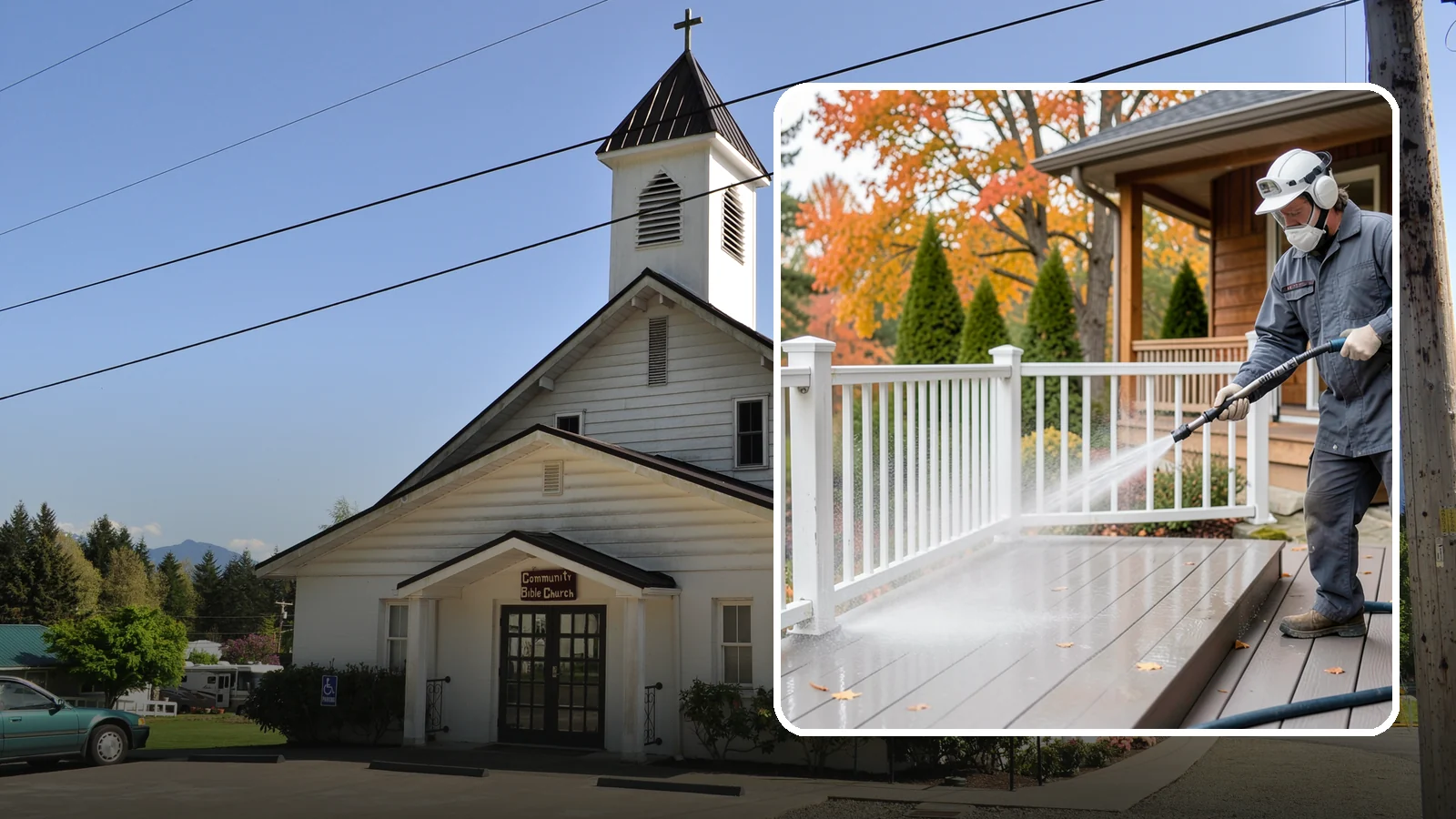 Composite Material Cleaning in Concrete, Skagit County, WA - Cleaning tuned to composite decking, railing, and cladding that clears mold and grime without voiding warranties.