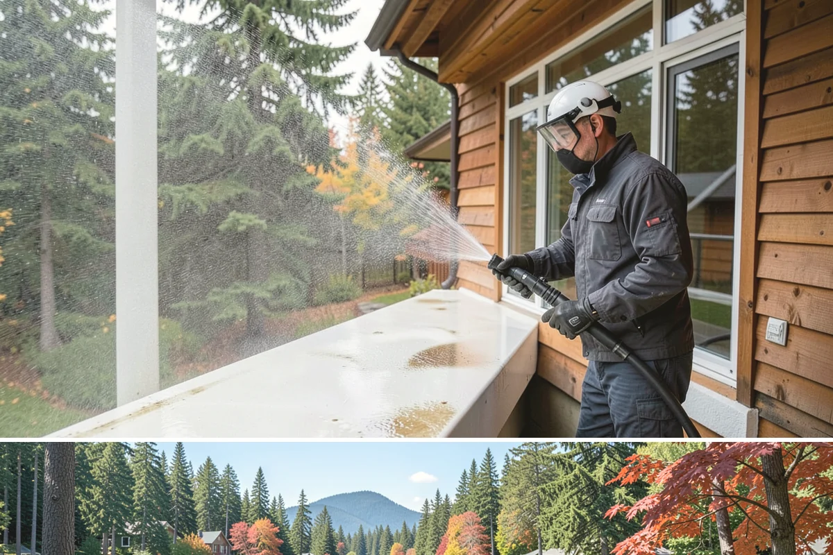 Composite Material Cleaning in Covington, King County, WA - Clean composite surfaces in spring or early summer to remove the mold film that builds through the wet, shaded winter.