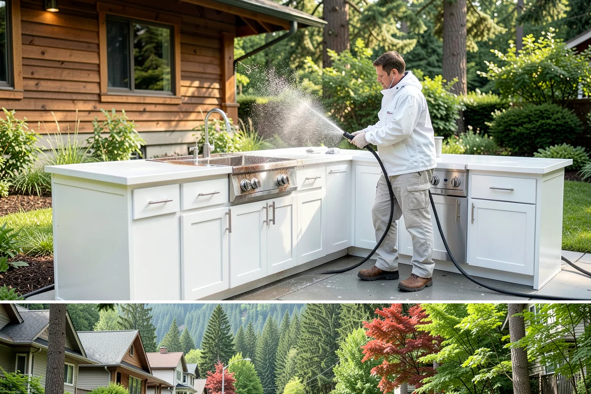 Composite Material Cleaning in Darrington, Snohomish County, WA - Clean composite surfaces in spring or early summer to remove the mold film that builds through the wet, shaded winter.